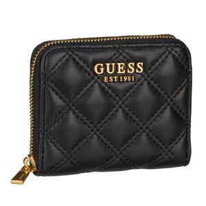 GUESS Giully Small Zip Around Wallet Black PU with Gold Hardware